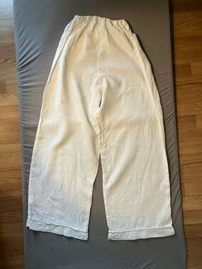 Lightweight White Linen Wide-Leg Pants